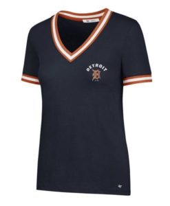 Detroit Tigers Women's 47 Brand Navy Viper V-Neck T-Shirt Tee
