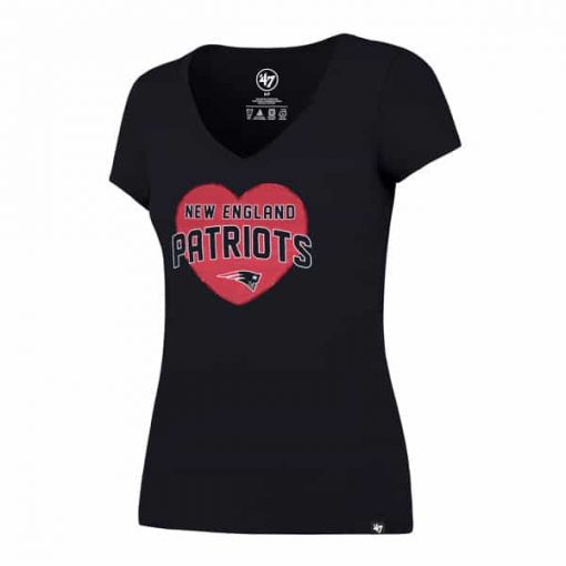 New England Patriots 47 Brand Women's Lux Sequins Midnight V-Neck Shirt
