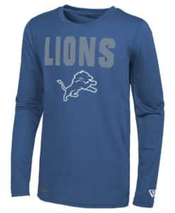 Detroit Lions Men's New Era Dri-Tek Blue Long Sleeve T-Shirt Tee