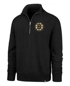 Boston Bruins Men's 47 Brand Black Headline 1/4 Zip Pullover Shirt