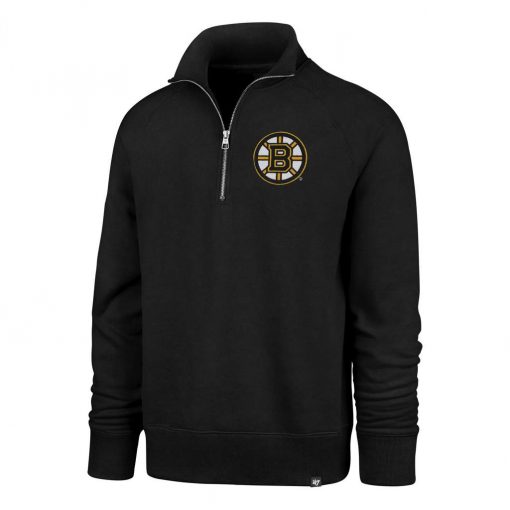 Boston Bruins Men's 47 Brand Black Headline 1/4 Zip Pullover Shirt