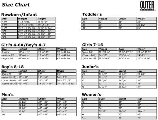 Outerstuff Size Chart