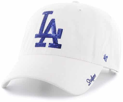 Los Angeles Dodgers 47 Brand Womens Sparkle White Clean Up Adjustable Hat