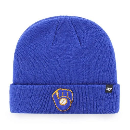 Milwaukee Brewers 47 Brand Blue Raised Cuff Knit Beanie Hat