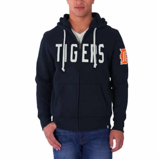 Detroit Tigers 47 Brand Mens Cross Check Full Zip Hoodie