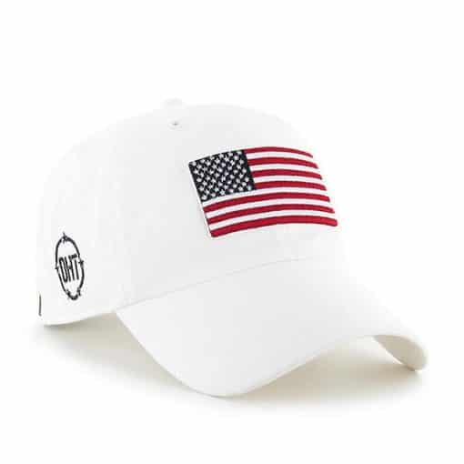 Operation Hat Trick Clean Up W/ Side Embroidery White 47 Brand Adjustable USA Flag Hat - Image 3