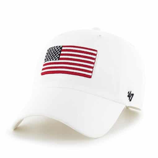 Operation Hat Trick Clean Up W/ Side Embroidery White 47 Brand Adjustable USA Flag Hat