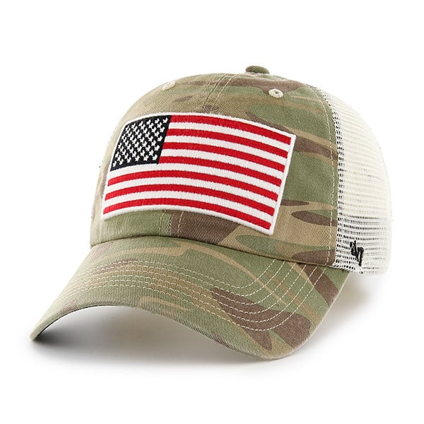 Operation Hat Trick Faded Camo 47 Brand Adjustable USA Flag Hat ...