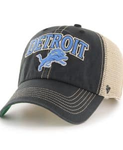 Detroit Lions Tuscaloosa 47 Brand Vintage Black Clean Up Khaki Mesh Snapback Hat