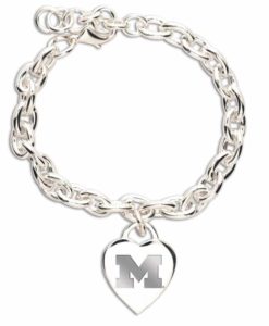 Michigan Wolverines Heart Charm Bracelet