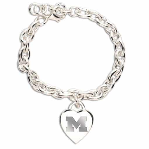 Michigan Wolverines Heart Charm Bracelet