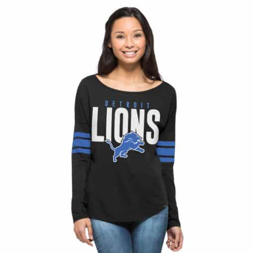 Detroit Lions 47 Brand Women's Jet Black Long Sleeve T-Shirt