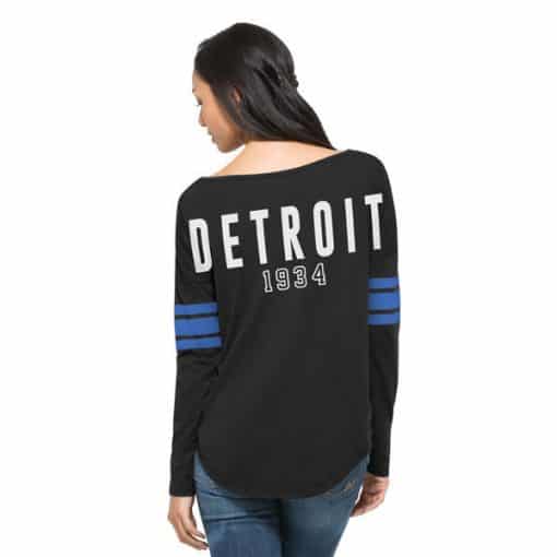 Detroit Lions 47 Brand Women's Jet Black Long Sleeve T-Shirt - Image 2