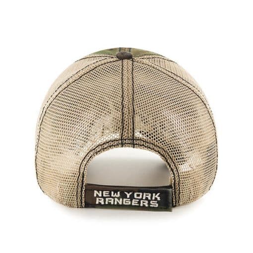 New York Rangers Burnett Clean Up Frontline Green Camo 47 Brand Adjustable Hat Back
