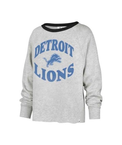 Detroit Lions 47 Brand Women's Gray Crew Upstage Kennedy Pullover Sweatshirt