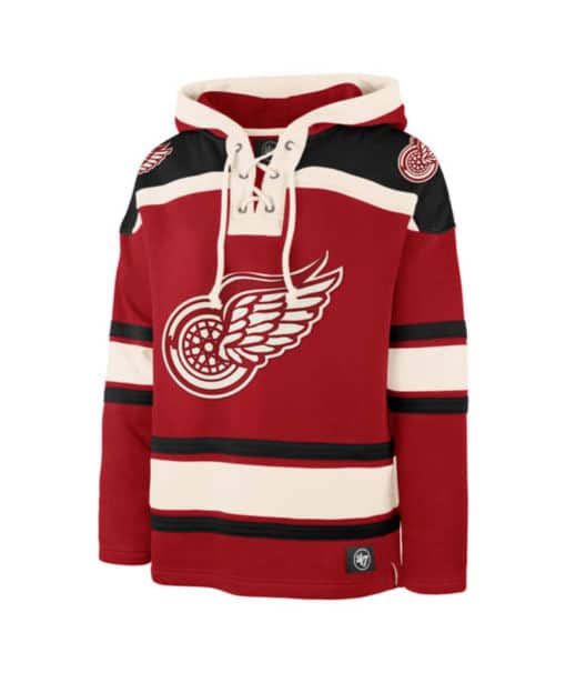 Detroit Red Wings Men's 47 Brand Vintage Red Black Pullover Jersey Hoodie