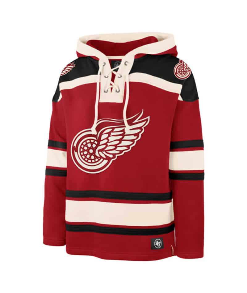 Men's Detroit Red Wings adidas Red Silver Jersey Pullover Hoodie