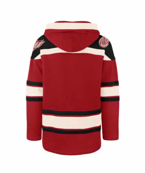 Detroit Red Wings Men's 47 Brand Vintage Red Black Pullover Jersey Hoodie - Image 2