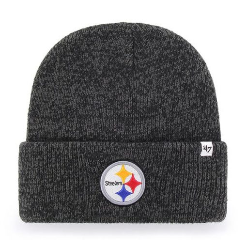 Pittsburgh Steelers 47 Brand Brain Freeze Black Gray Cuff Knit Hat