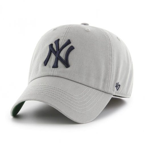 New York Yankees 47 Brand Franchise Gray Navy Logo Fitted Hat