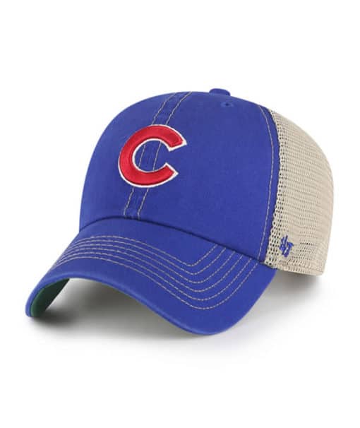 Chicago Cubs 47 Brand Blue Trawler Khaki Mesh Clean Up Snapback Hat