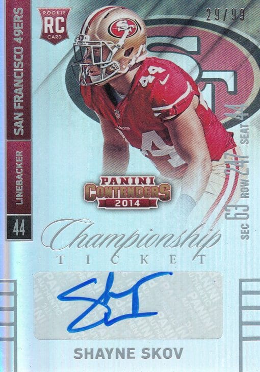 2014 Panini Contenders SHANE SKOV CHAMPIONSHIP TICKET 29/99