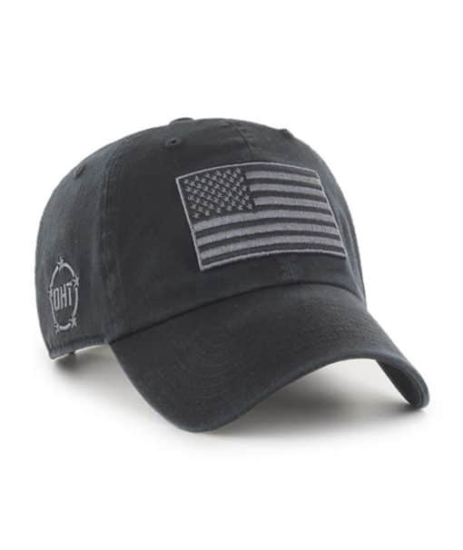 Operation Hat Trick Clean Up Black 47 Brand Adjustable USA Flag Hat