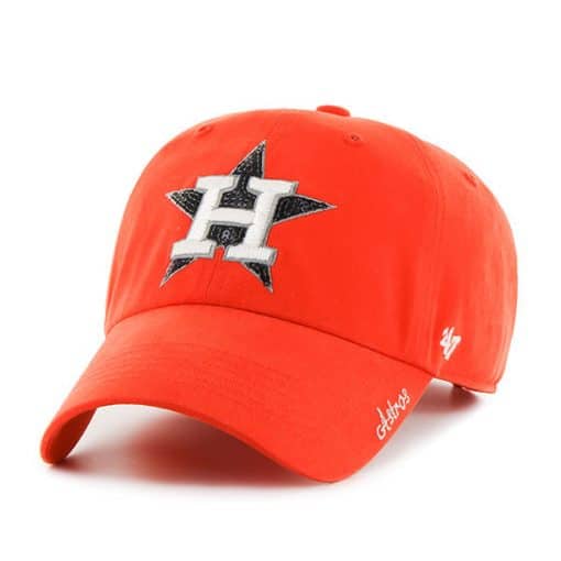 Houston Astros Women's 47 Brand Orange Sparkle Clean Up Adjustable Hat