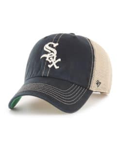 Chicago White Sox 47 Brand Black Trawler Khaki Mesh Clean Up Snapback Hat