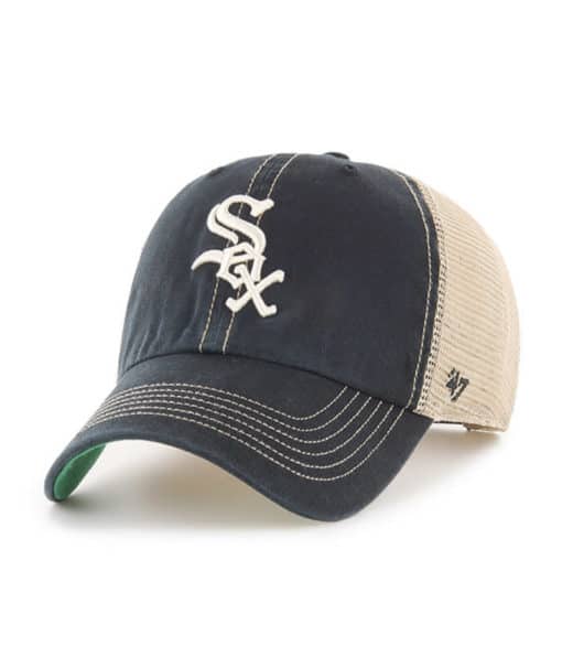 Chicago White Sox 47 Brand Black Trawler Khaki Mesh Clean Up Snapback Hat