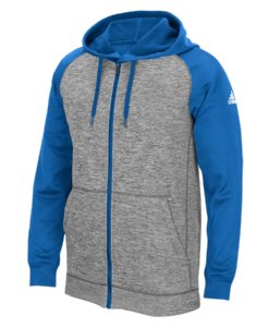 Men's Adidas Gray Heathered Blue Tech Fleece Full Zip Hoodie