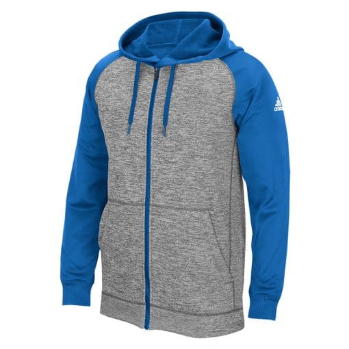 Men's Adidas Gray Heathered Blue Tech Fleece Full Zip Hoodie