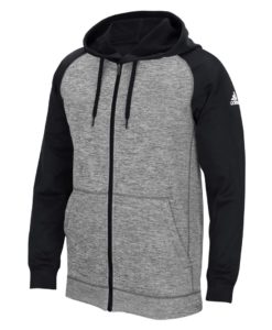 Men's Adidas Gray Heathered Black Tech Fleece Full Zip Hoodie