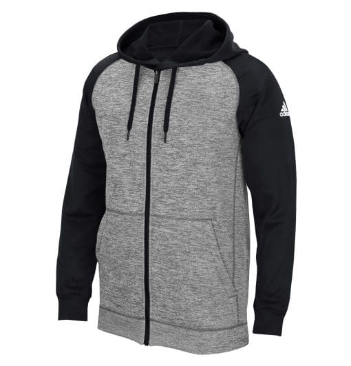 Men's Adidas Gray Heathered Black Tech Fleece Full Zip Hoodie