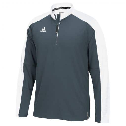 Men's Adidas Gray White Climalite Varsity 1/4 Zip Pullover