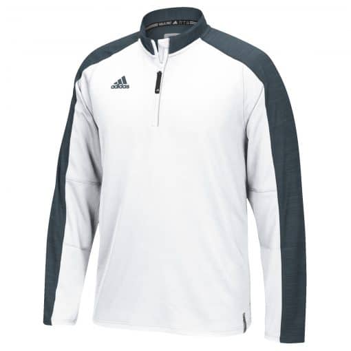 Men's Adidas White Gray Climalite Varsity 1/4 Zip Pullover