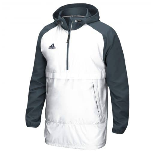 Men's Adidas White Gray Varsity Pullover Hooded Jacket