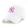 New York Yankees Women's 47 Brand White Pink Clean Up Adjustable Hat