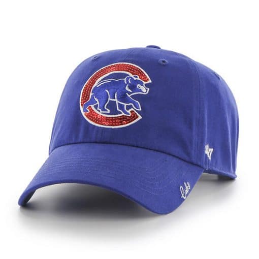 Chicago Cubs Women's 47 Brand Sparkle Blue Clean Up Adjustable Hat