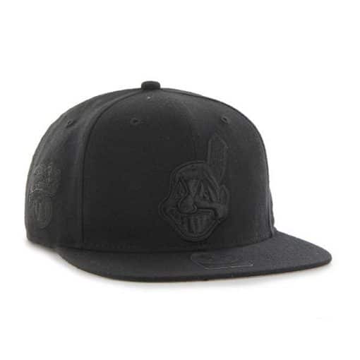 Cleveland Indians 47 Brand Sure Shot All Black Adjustable Hat