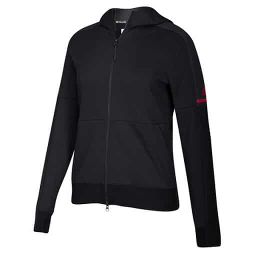 Women's Adidas Black Full Zip Hoodie With Red Logo