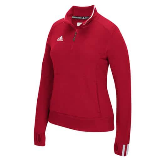 Women's Adidas Red Climalite 1/4 Zip Pullover