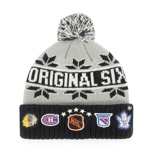 Original Six 47 Brand Rink Black Gray Cuff Knit Hat