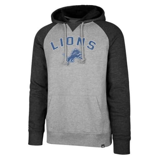 Detroit Lions 47 Brand Men's Gray Raglan Pullover Hoodie