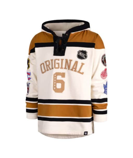 Original Six Men's 47 Brand Cream Vintage Pullover Jersey Hoodie