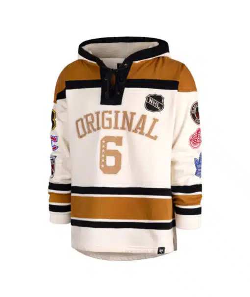 Original Six Men's 47 Brand Cream Vintage Pullover Jersey Hoodie