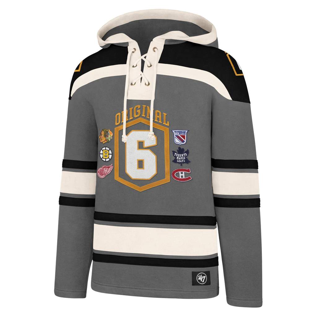 47 Men's Gray Short Sleeve Original Six 1942-1967 NHL Hockey T-Shirt Size  Large