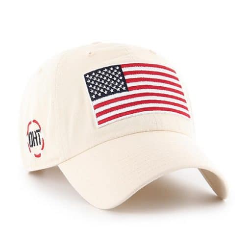 Operation Hat Trick Clean Up W/ Side Embroidery Natural 47 Brand Adjustable USA Flag Hat