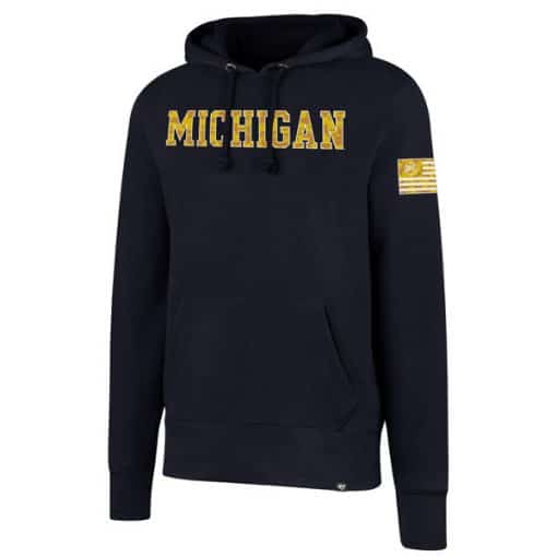 Michigan Wolverines Men's 47 Brand Camo Navy Headline Pullover Hoodie