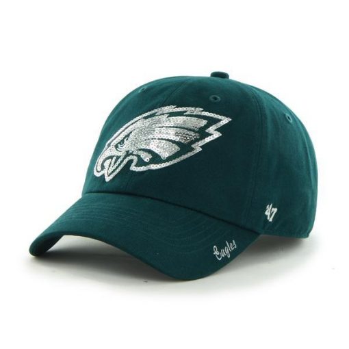 Philadelphia Eagles 47 Brand Women's Sparkle Green Team Color Clean Up Hat